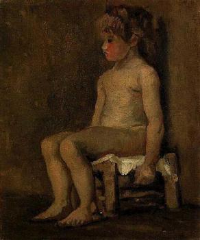 文森特 威廉 梵高 坐著的裸躰小女孩，習作